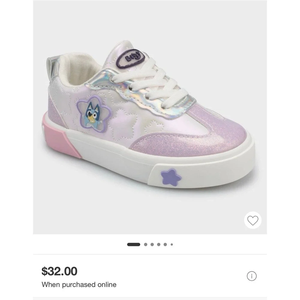 Bluey Shoes Purple Pink‎ White Shinny Toddler 7c Slip On